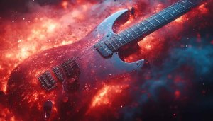 Fiery Electric Guitar 4K Wallpaper for Desktop and Mobile Background