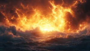 Fiery Sky Over Ocean Waves HD Mobile Phone Wallpaper