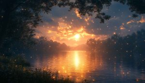 Lake Sunset Sparkles Mobile Background 4K Desktop Wallpaper Free