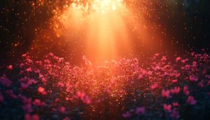 Magical Flower Field Wallpaper Glowing Light Desktop Background 4K
