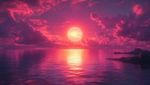 Pink Sunset Ocean View 4K Desktop Wallpaper Mobile Background