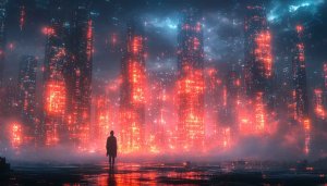 Red Futuristic City 4K Wallpaper for Desktop and Mobile