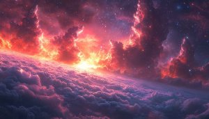 Fiery Nebula Space Cloudscape 4K Desktop Wallpaper Backgrounds