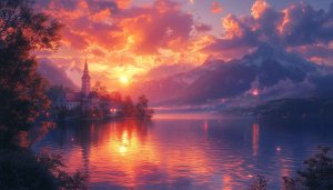 Lake Bled Sunset 4K Wallpaper Beautiful Landscape Mobile Background