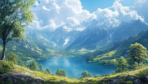 Lake Mountain Scenery 4K Desktop Background Free Mobile Wallpaper