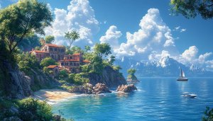 Island Coast Scenery 4K Desktop Background Free Mobile Wallpaper