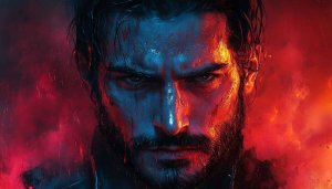 Red and Blue Portrait Art 4K Mobile and Desktop Wallpaper