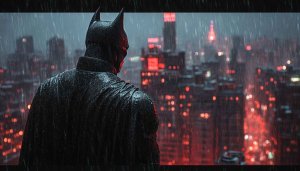The Batman Rainy Night Gotham City 4K Desktop Wallpaper