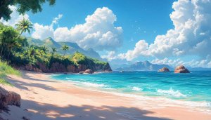 Tropical Beach Island 4K Wallpaper Desktop Background Free Download