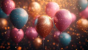 Colorful Glitter Balloons Aesthetic Festive Party Background Free 4K Wallpaper