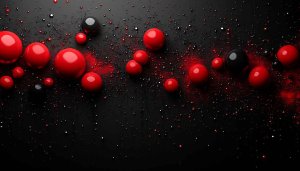 Red and Black Spheres Dark Abstract 4K Desktop Wallpaper