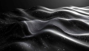 Abstract Black Glitter Waves Mobile Wallpaper, Artistic Dark Desktop Background