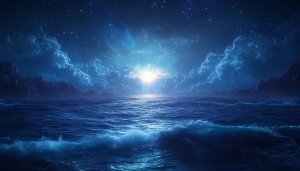 Starry Night Ocean Waves 4K Desktop Background Free Wallpaper
