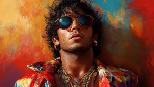 Retro Hippie Portrait Art Wallpaper Free Mobile Desktop Background
