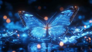 Glowing Blue Butterfly 4K Wallpaper for Desktop and Mobile