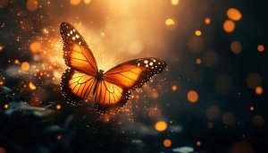 Orange Butterfly Glitter Sparkle 4K Mobile Wallpaper Free Background