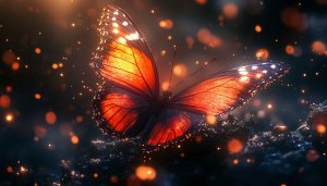 Beautiful Butterfly Glowing Orange Wings 4K Desktop Wallpaper Background
