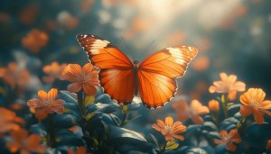 Monarch Butterfly and Flower Garden 4K Desktop Mobile Wallpaper