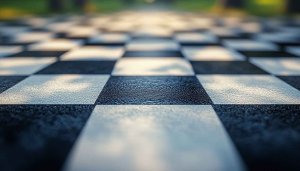 Abstract Black and White Checkered Floor Mobile Wallpaper 4K