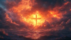 Fiery Cross Mobile Background - Christian Art 4K Desktop Wallpaper