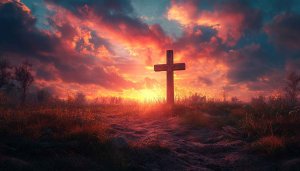 Dramatic Cross Sunset Wallpaper for Desktop Background Christian Imagery
