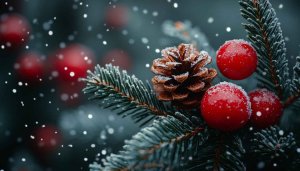 Festive Christmas Mobile Wallpaper, Pine Cone Winter Background, 4K