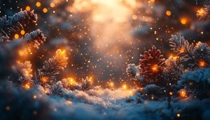 Winter Holiday Pine Tree Bokeh Lights 4K Desktop Wallpaper