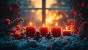 Christmas Candlelight Snow Scenery 4K Desktop Background Mobile Wallpaper