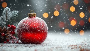 Snowy Christmas Ornament HD Wallpaper for Desktop, Mobile Backgrounds