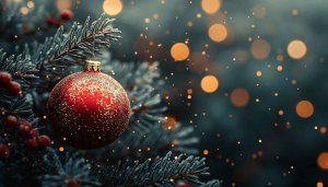 Festive Christmas Red Ornament Mobile and Desktop Background Wallpaper