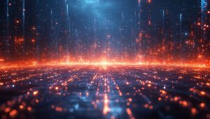 Futuristic Cityscape 4K Wallpaper, Red Glow Abstract Mobile Background