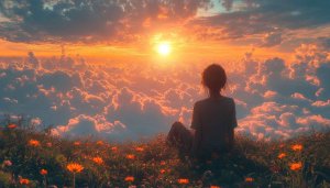 Sunset Cloudscape Girl Silhouette 4K Desktop Wallpaper Free Mobile Background