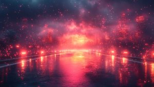 Red Rainy Night City 4K Desktop Background Free Mobile Wallpaper