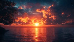 Ocean Sunset Starry Sky 4K Desktop Background Mobile Wallpaper