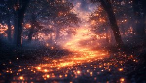 Enchanted Forest 4K Wallpaper: Sparkling Trees, Magical Glow Background