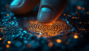 Glowing Fingerprint Technology 4K Wallpaper for Desktop Background
