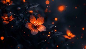 Glowing Orange Flower Dark Aesthetic 4K Desktop Wallpaper Background