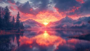 Lake Reflection Sunset 4K Desktop Backgrounds Free Mobile Wallpaper