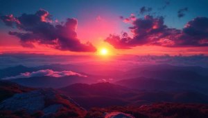 Vibrant Pink Sunset Mountain View 4K Desktop Background Wallpaper
