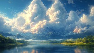 Majestic Mountain Lake Scene 4K Desktop Wallpaper Nature Scenery