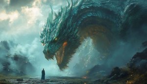 Epic Dragon Encounter Fantasy Art Wallpaper 4K Desktop Background