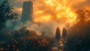 Fantasy Tower Landscape Mobile Wallpaper | Free Aesthetic Desktop Backgrounds