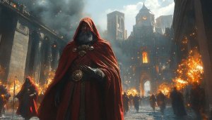 Medieval Red Robe Character 4K Desktop Backgrounds Fantasy Wallpaper