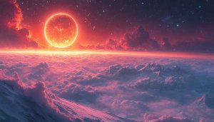 Fiery Sunset Planet 4K Desktop Background Space Mobile Wallpaper