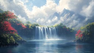Majestic Waterfall Scenery 4K Desktop Background, Free Nature Wallpaper