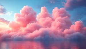 Pink Clouds over Water Aesthetic 4K Desktop Mobile Wallpaper