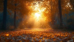 Golden Autumn Forest Path 4K Desktop Wallpaper Nature Scenery
