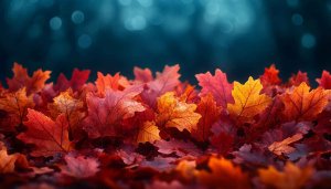 Autumn Leaves Pile Free Mobile Wallpaper Dark Blue Background
