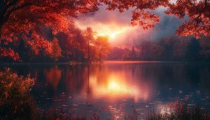 Autumn Lake Reflection Scenery Mobile Background Wallpaper Free