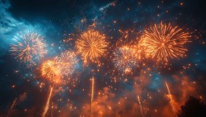 Stunning Fireworks Display Night Sky 4K Mobile Wallpaper Background
